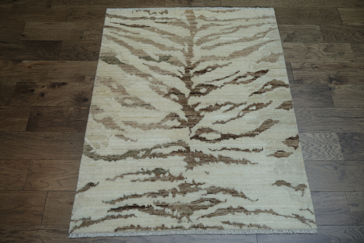 Vegetable Dye Abstract Turkish Area Rug 4x5