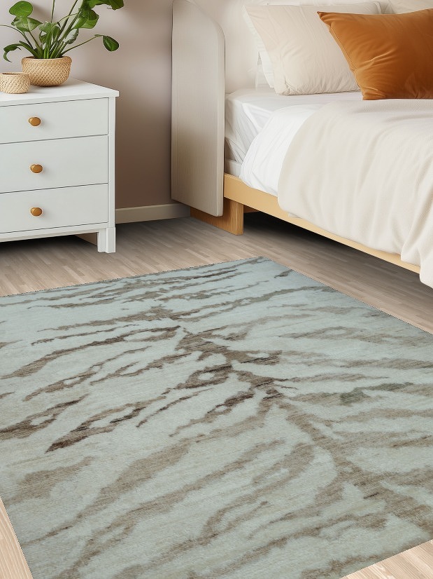 Vegetable Dye Abstract Turkish Area Rug 4x5