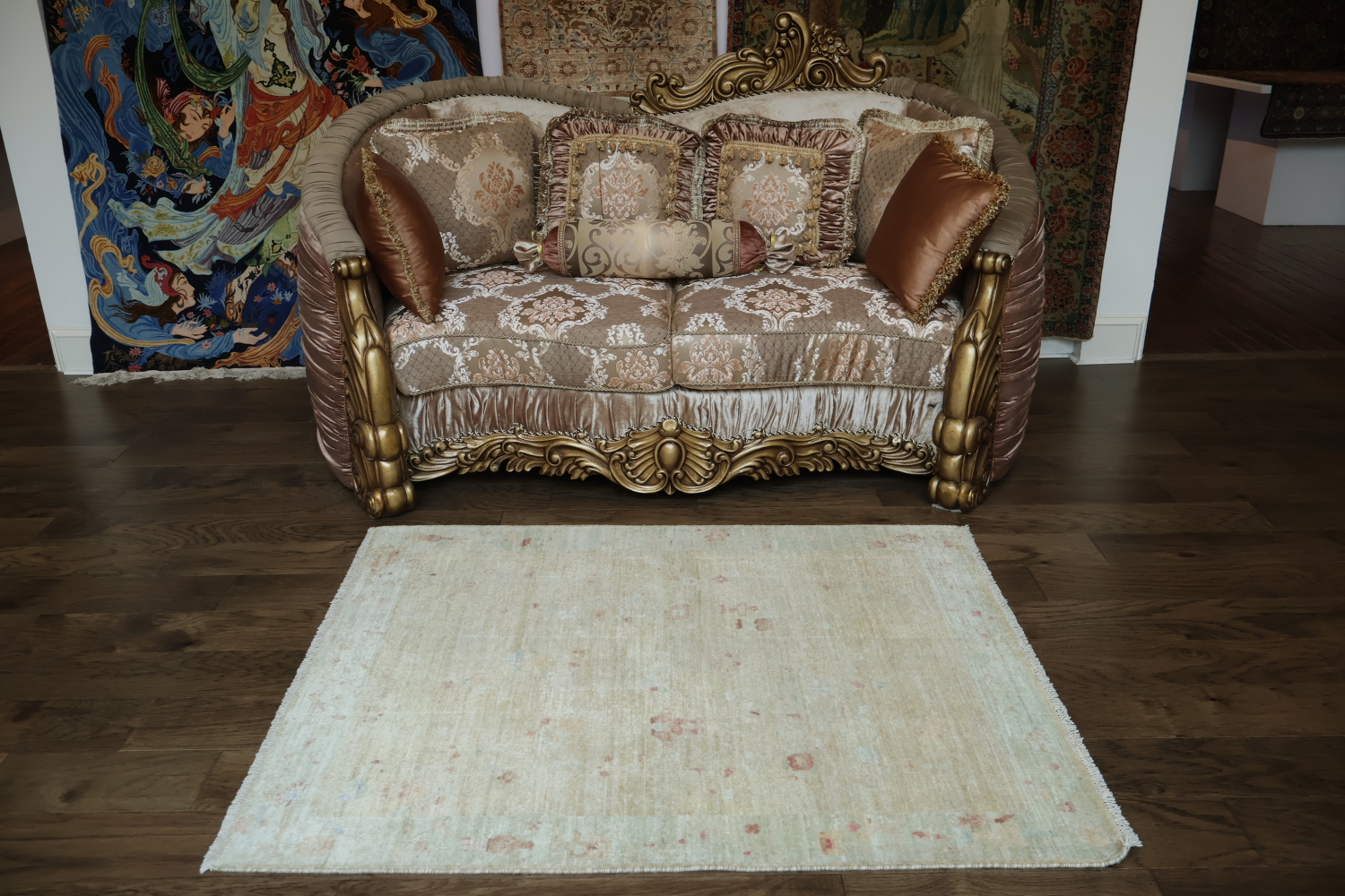 Vegetable Dye Art Deco Oriental Area Rug 4x5
