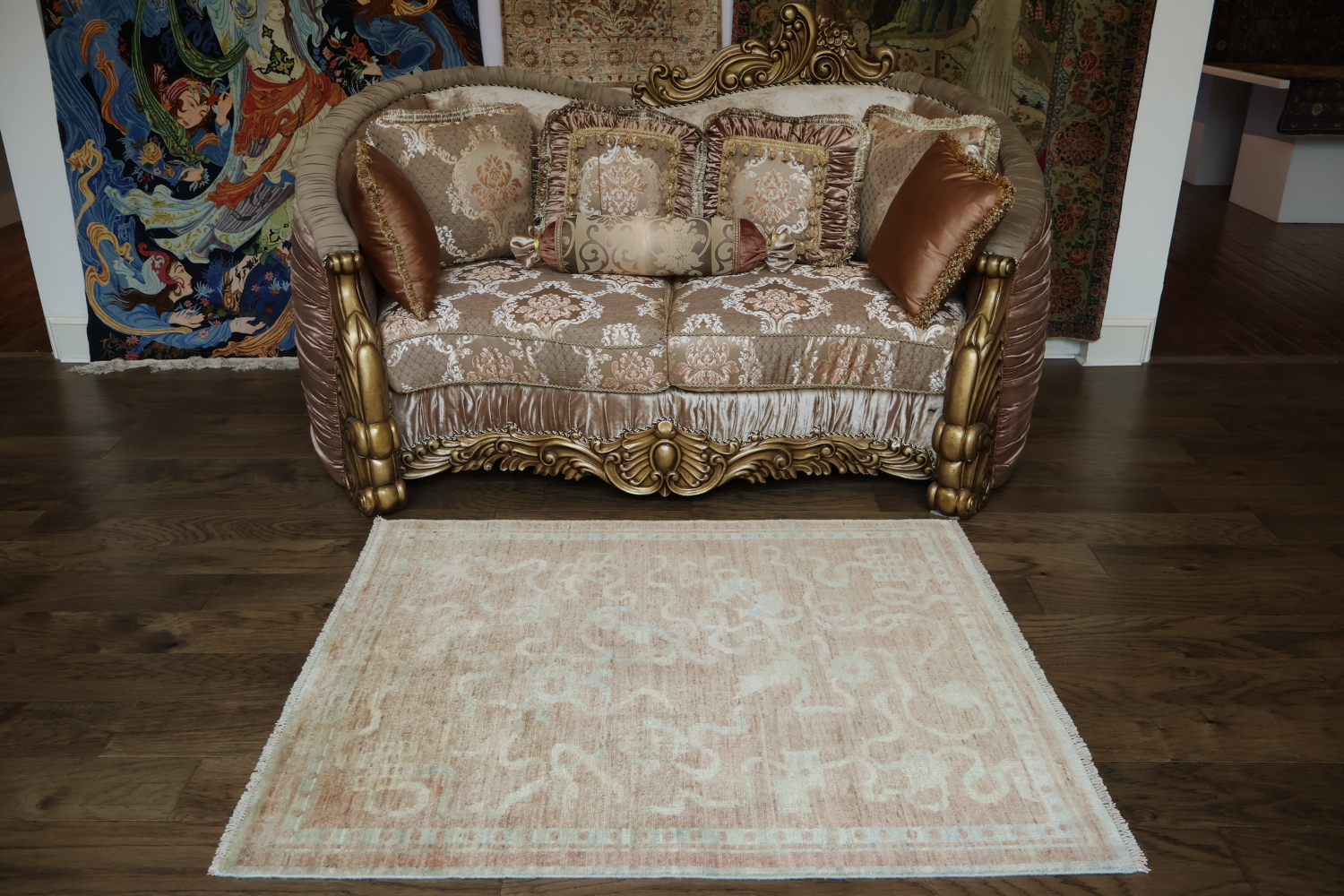 Vegetable Dye Art Deco Oriental Area Rug 4x5