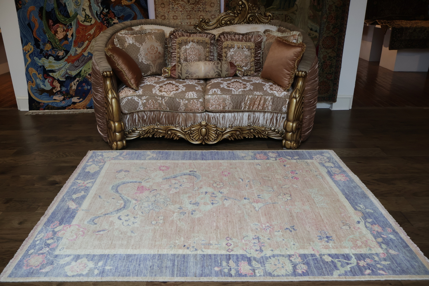 Vegetable Dye Art Deco Oriental Area Rug 5x7
