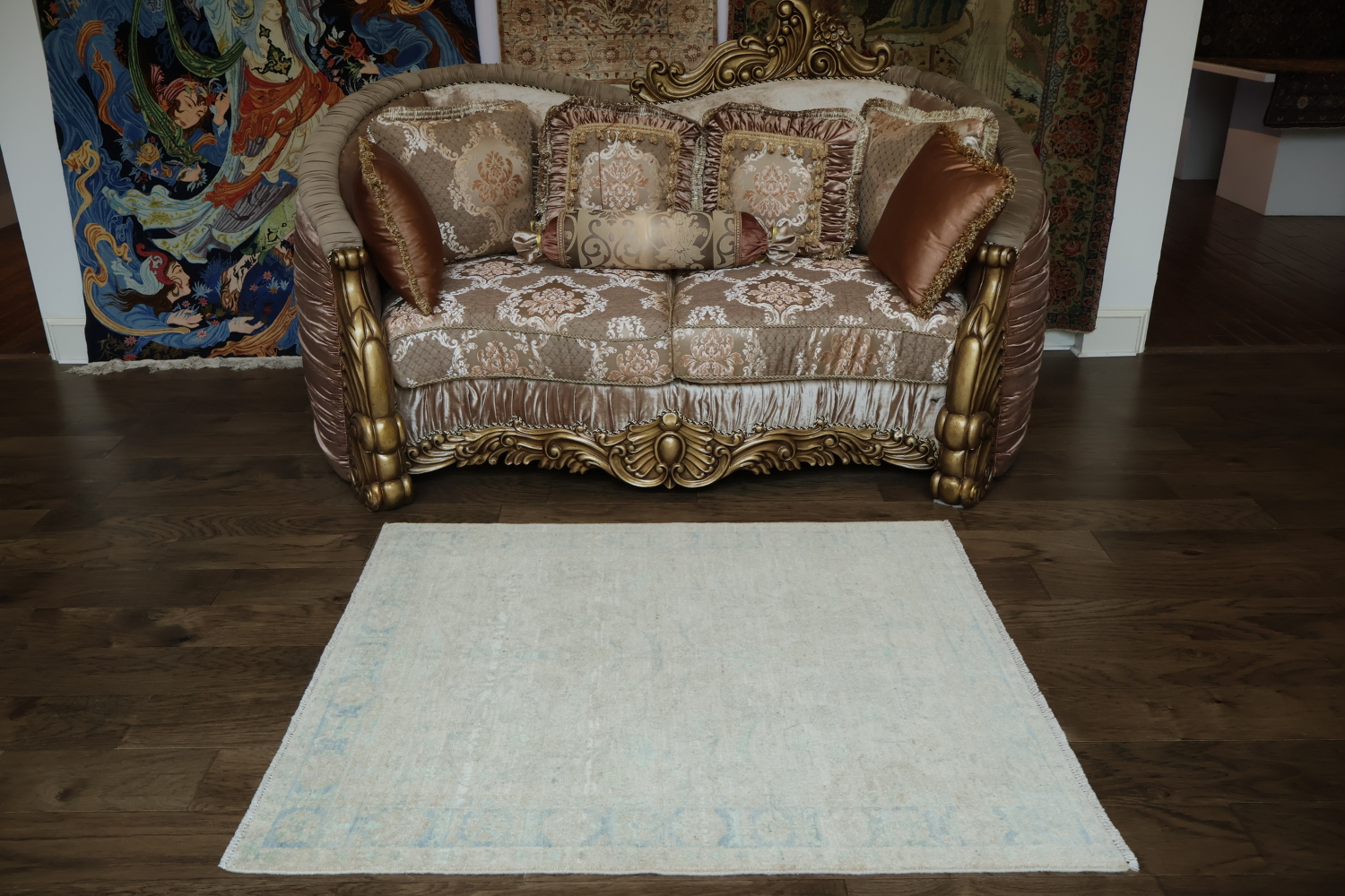 Vegetable Dye Art Deco Oriental Area Rug 4x5