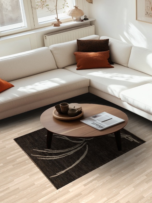 Brown Wool Abstract Oriental Area Rug 4x5