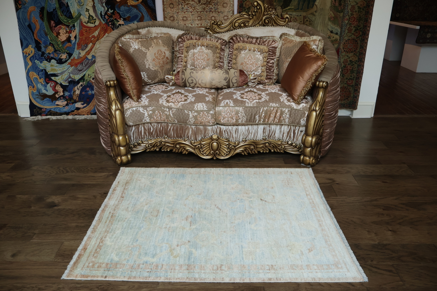 Vegetable Dye Art Deco Oriental Area Rug 4x5