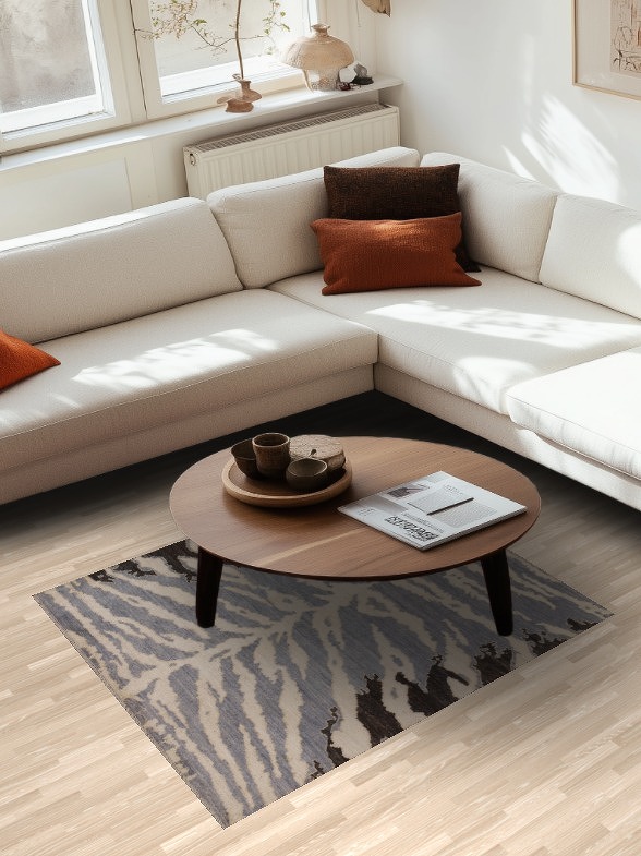 Vegetable Dye Abstract Turkish Area Rug 4x5