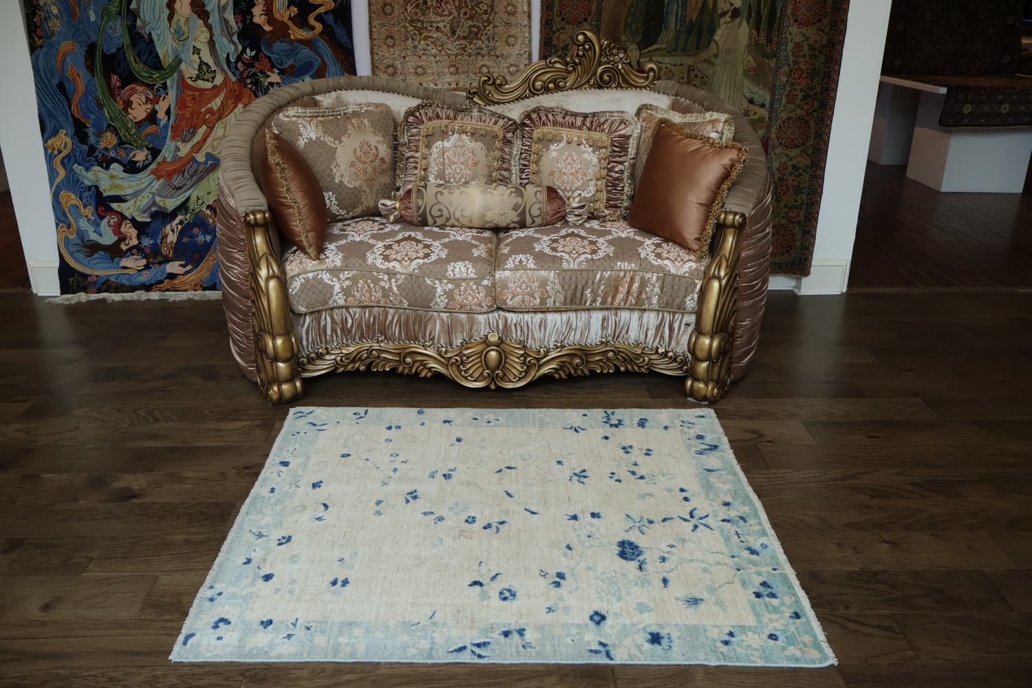 Vegetable Dye Wool Art Deco Oriental Area Rug 4x5