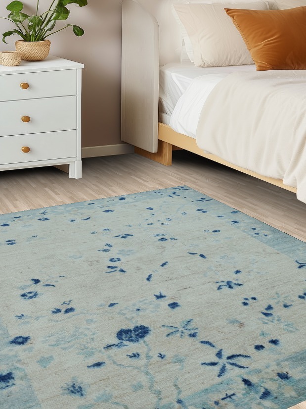 Vegetable Dye Wool Art Deco Oriental Area Rug 4x5