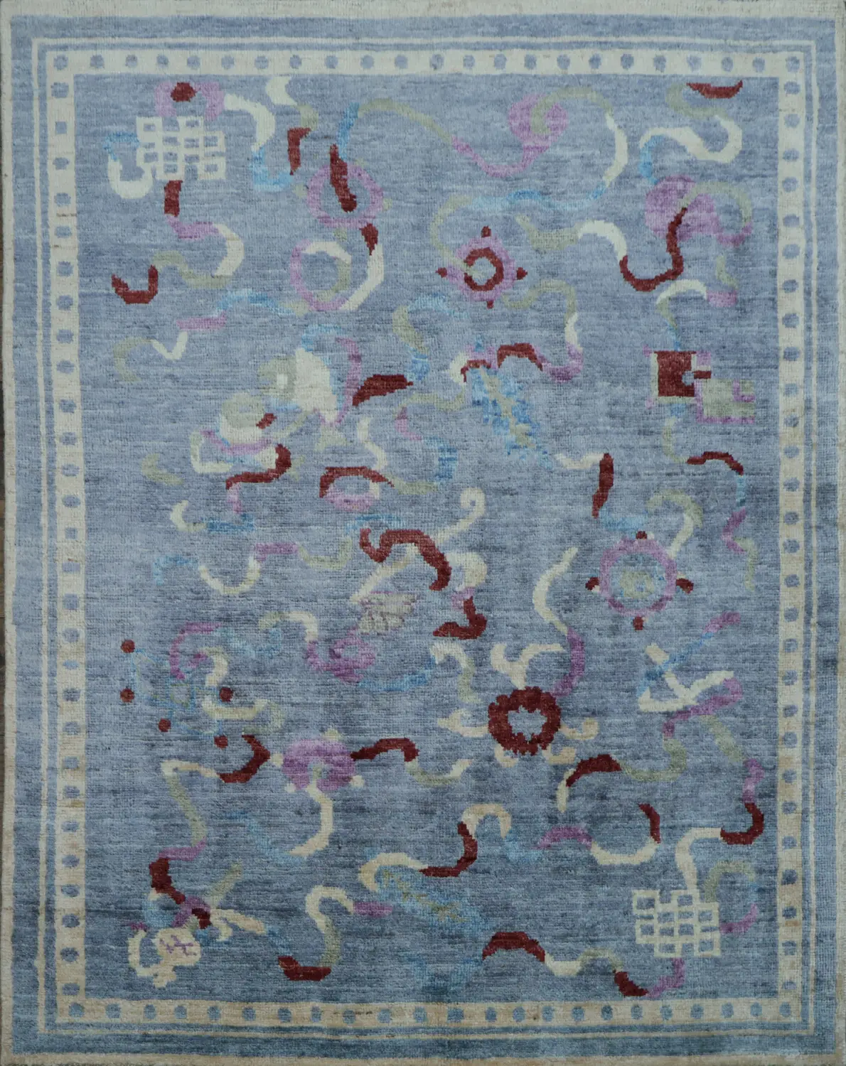 Vegetable Dye Art Deco Oriental Area Rug 4x5