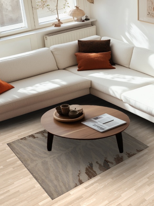 Vegetable Dye Abstract Turkish Area Rug 4x5
