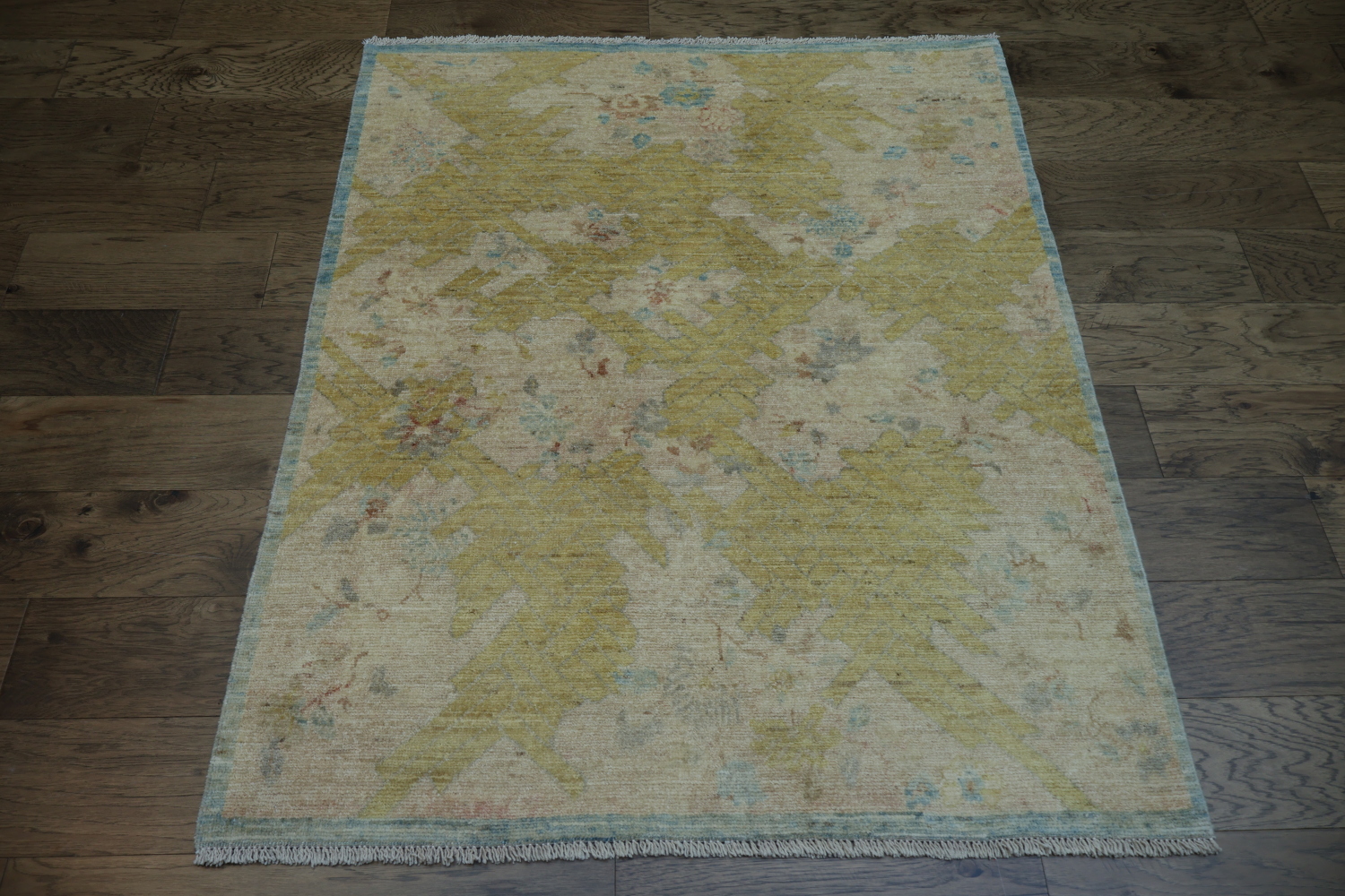 Vegetable Dye Wool Oushak Turkish Area Rug 4x5