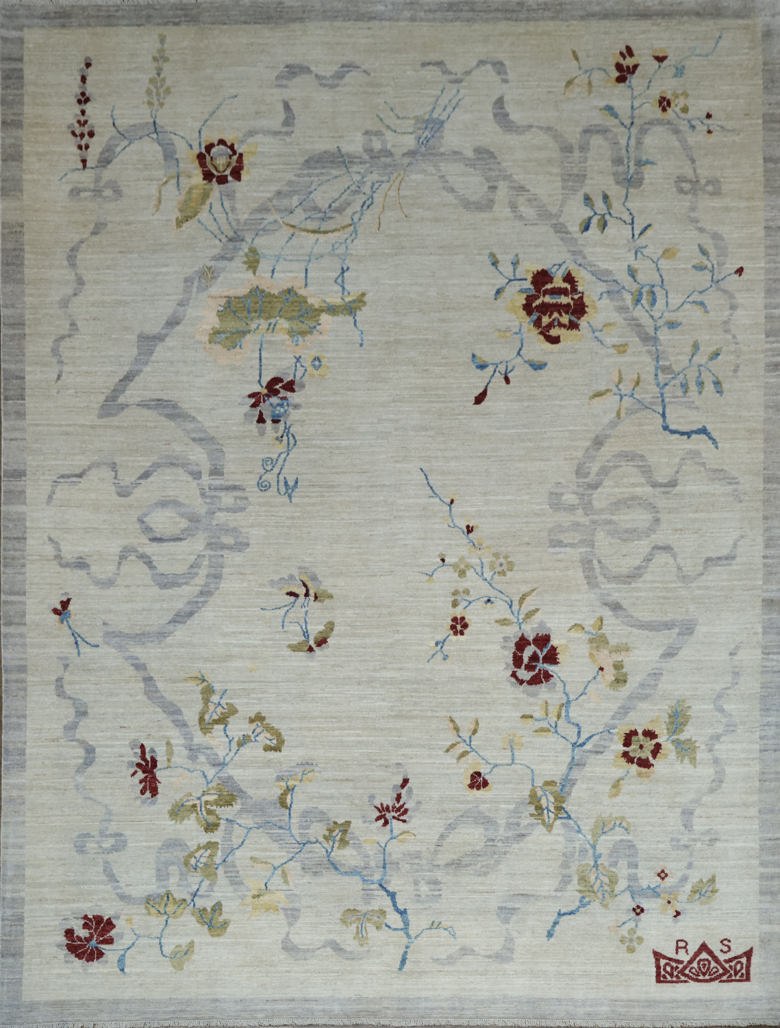 Vegetable Dye Art Deco Oriental Area Rug 9x12