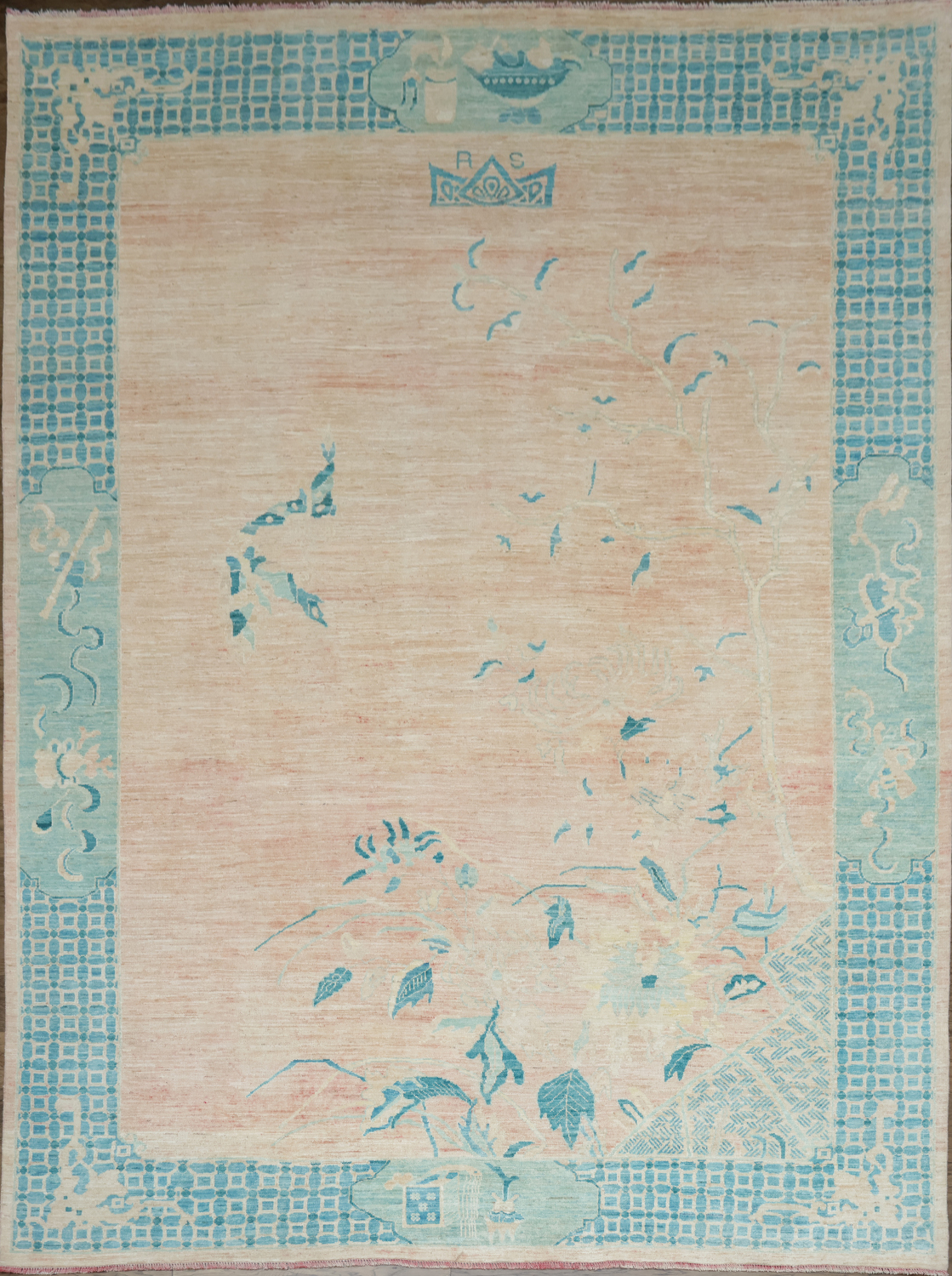 Vegetable Dye Art Deco Oriental Area Rug 9x12