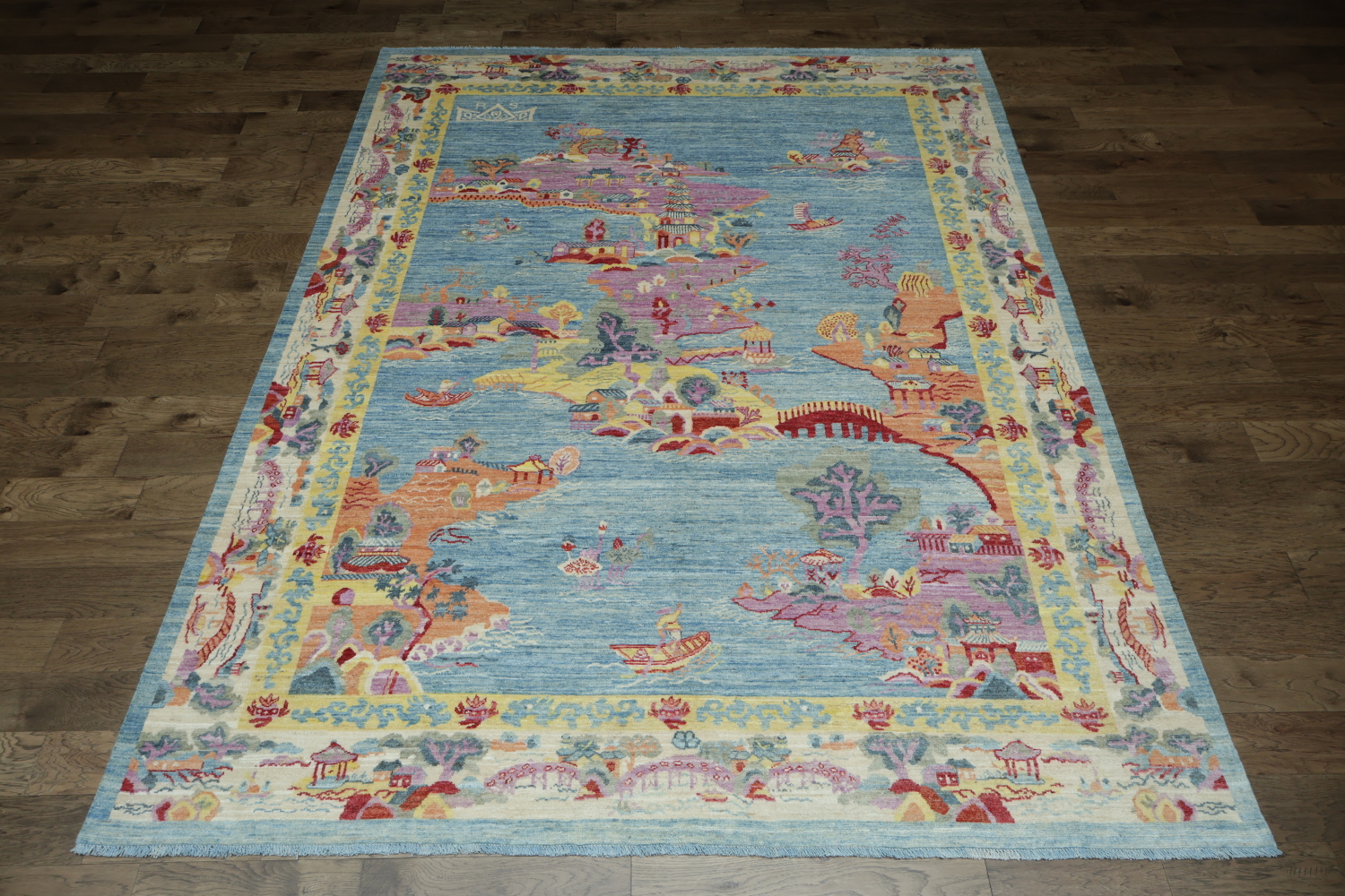 Vegetable Dye Art Deco Oriental Area Rug 9x12