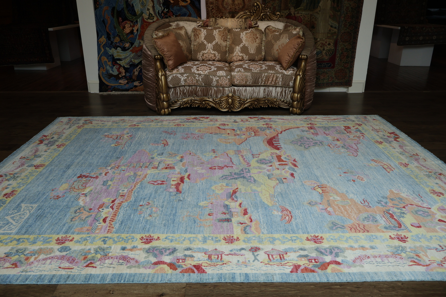 Vegetable Dye Art Deco Oriental Area Rug 9x12