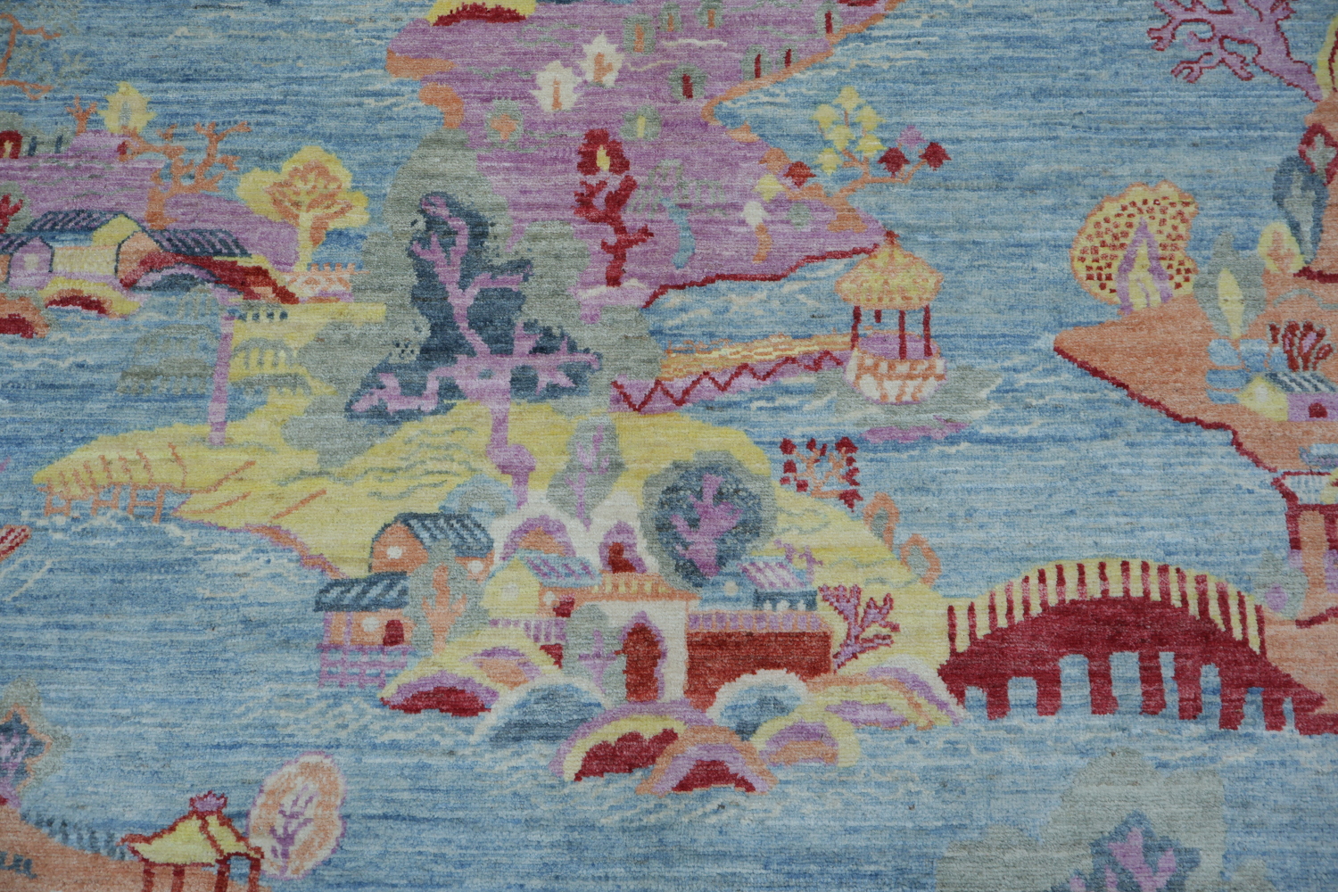 Vegetable Dye Art Deco Oriental Area Rug 9x12