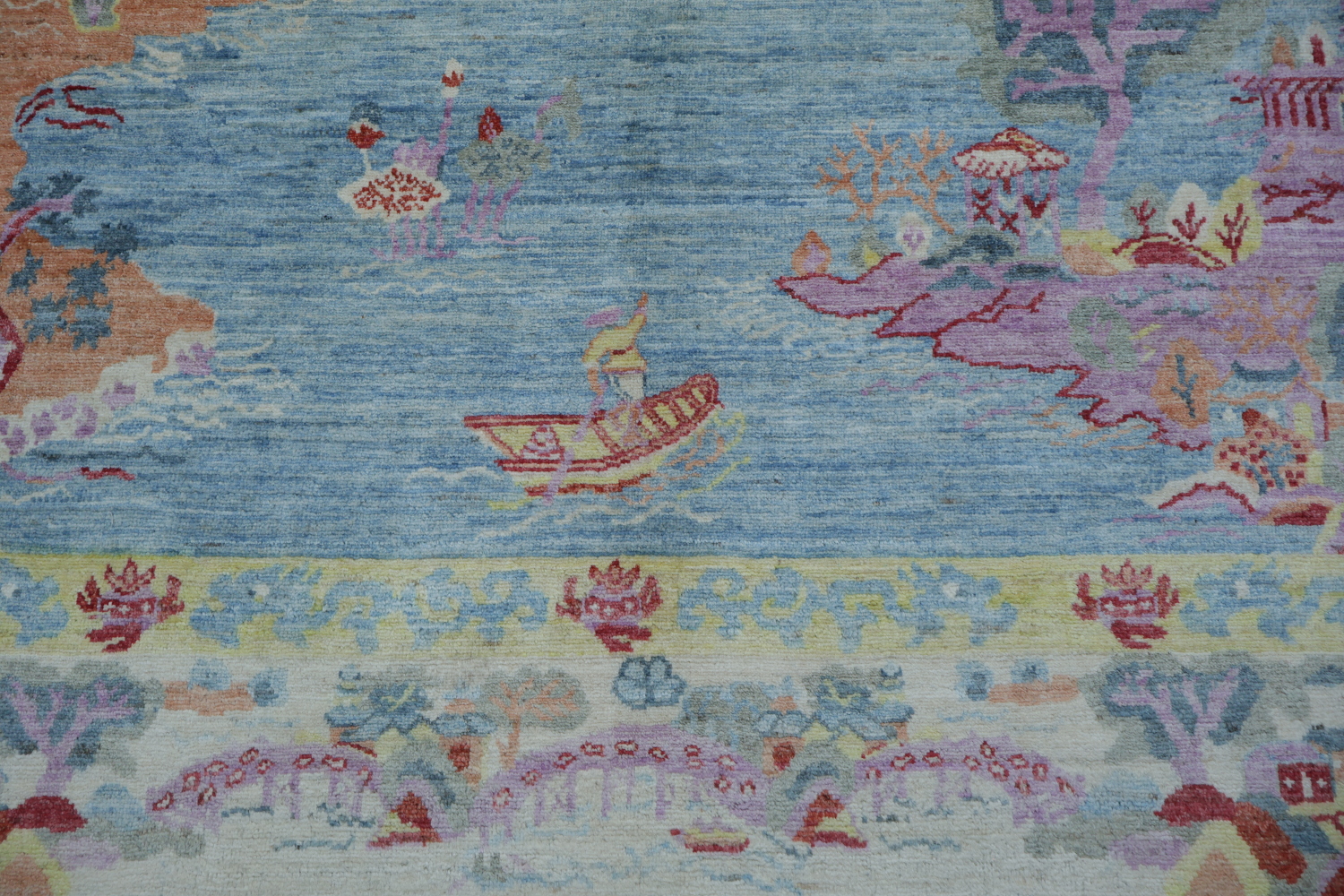 Vegetable Dye Art Deco Oriental Area Rug 9x12
