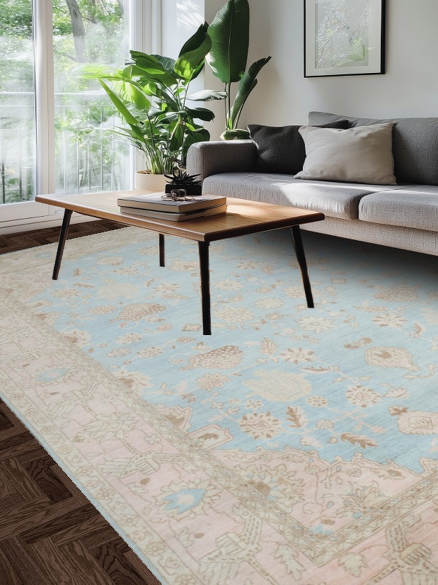 Vegetable Dye Oushak Oriental Wool Rug 9x12