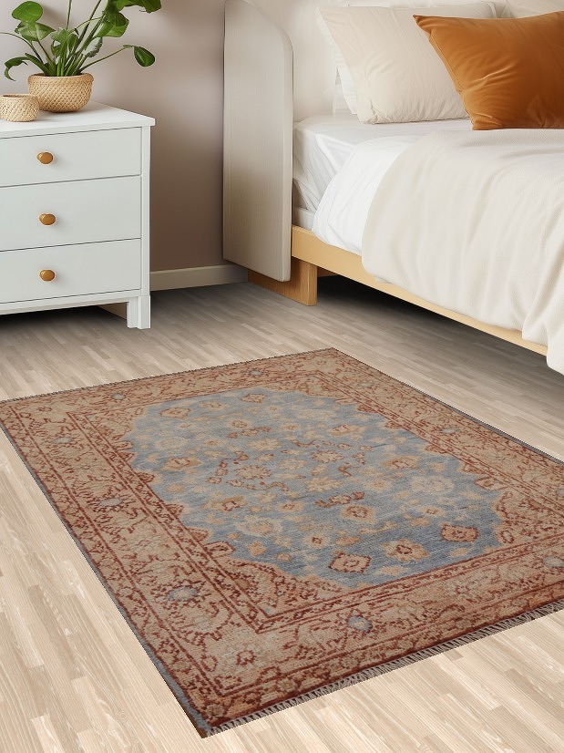 Vegetable Dye Oushak Turkish Wool Rug 3x4