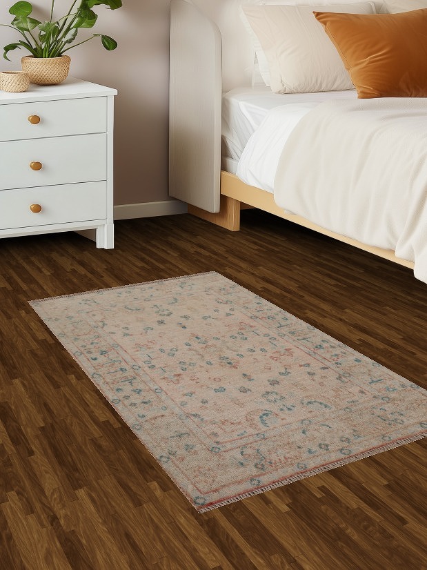 Vegetable Dye Oushak Turkish Wool Rug 2x4