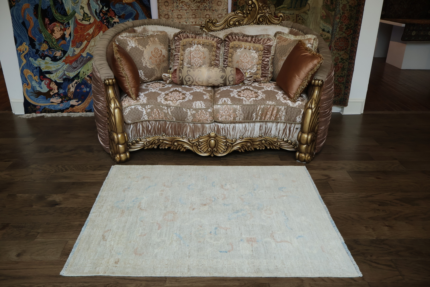 Vegetable Dye Oushak Turkish Area Rug 4x5