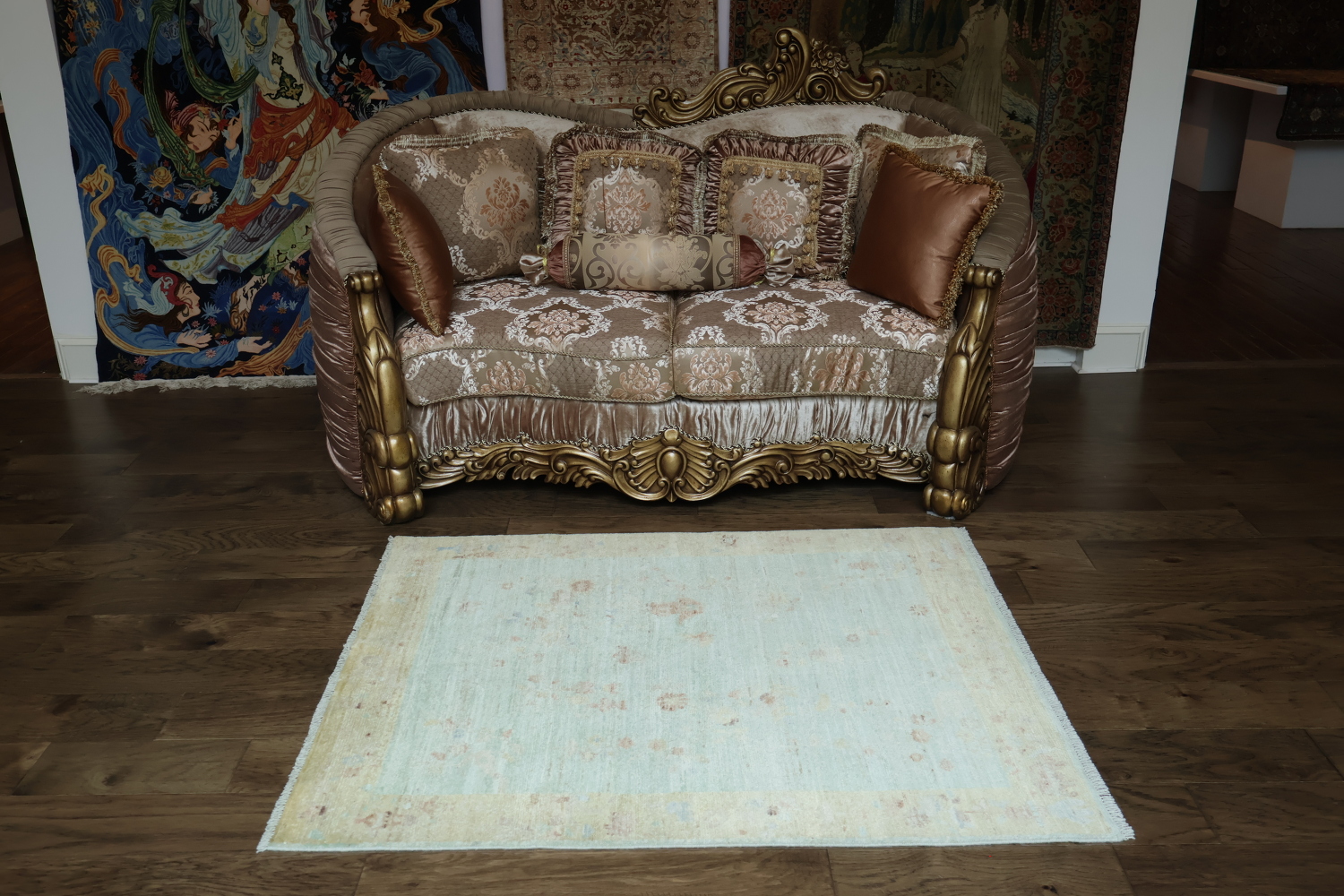 Vegetable Dye Oushak Turkish Area Rug 4x5