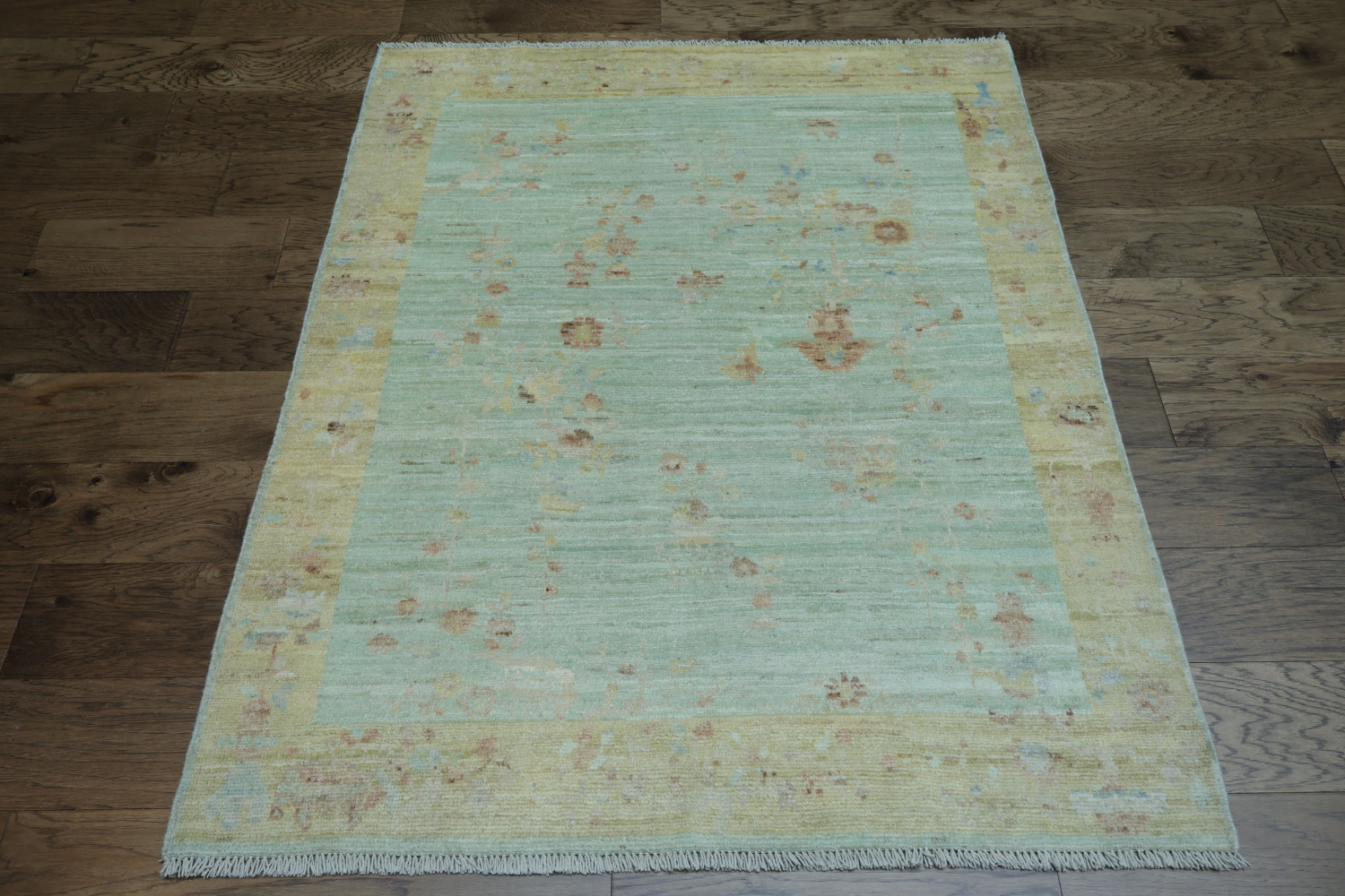 Vegetable Dye Oushak Turkish Area Rug 4x5