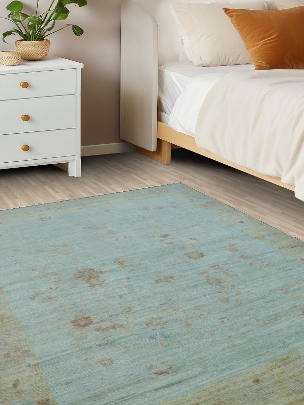 Vegetable Dye Oushak Turkish Area Rug 4x5