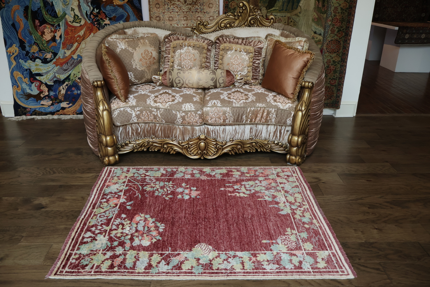 Vegetable Dye Art Deco Oriental Area Rug 4x5