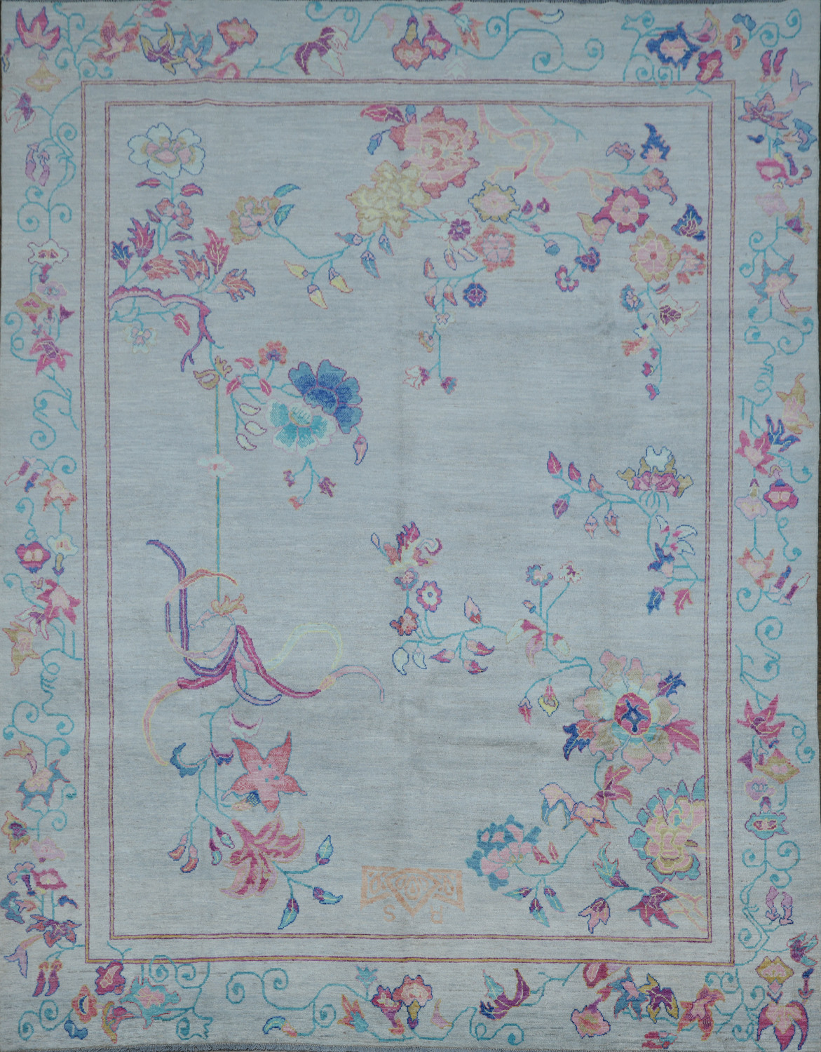 Vegetable Dye Art Deco Oriental Area Rug 9x12