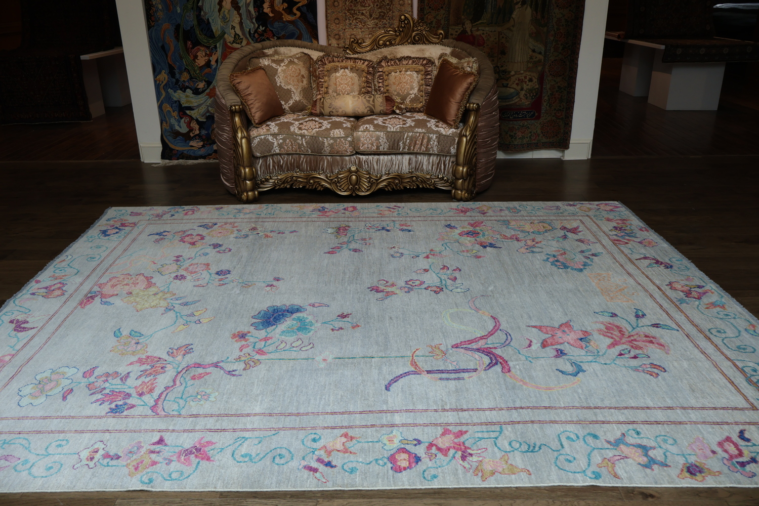 Vegetable Dye Art Deco Oriental Area Rug 9x12
