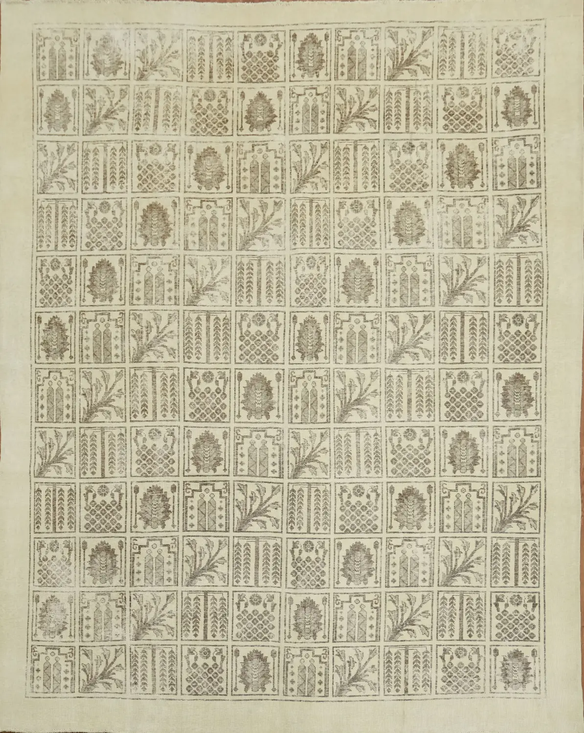 Vintage Distressed Beige and Brown Persian Rug 10x12