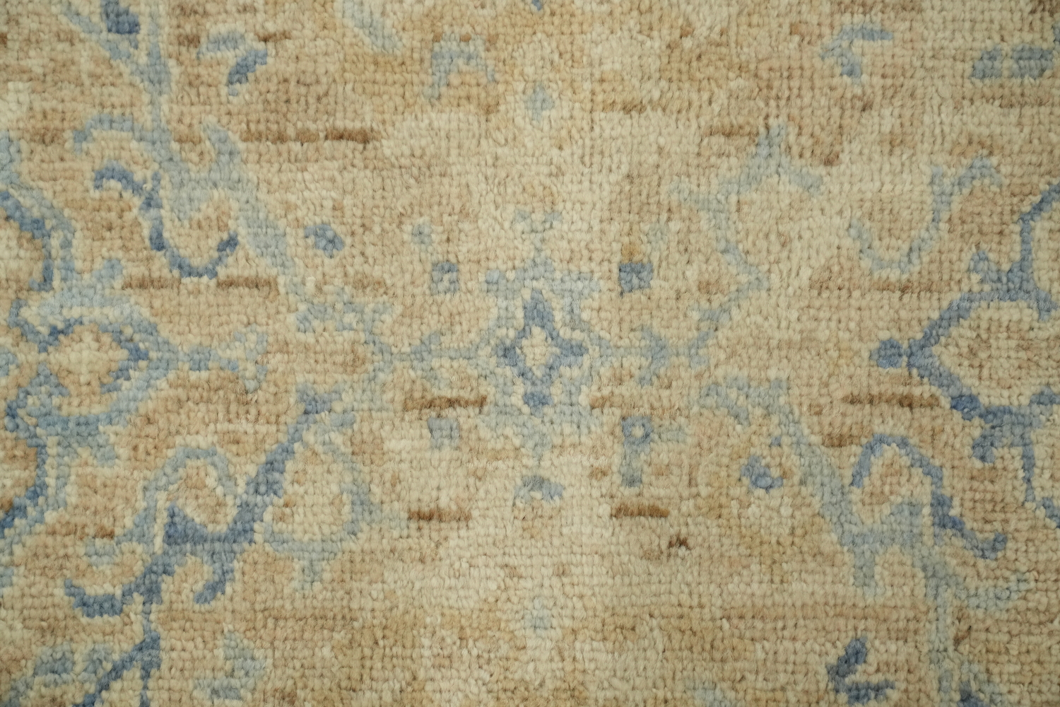 Muted Peach and Blue Oushak Turkish Rug 3x4