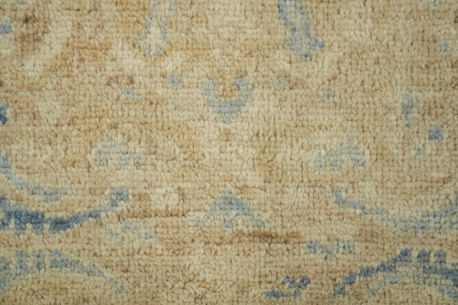 Muted Peach and Blue Oushak Turkish Rug 3x4