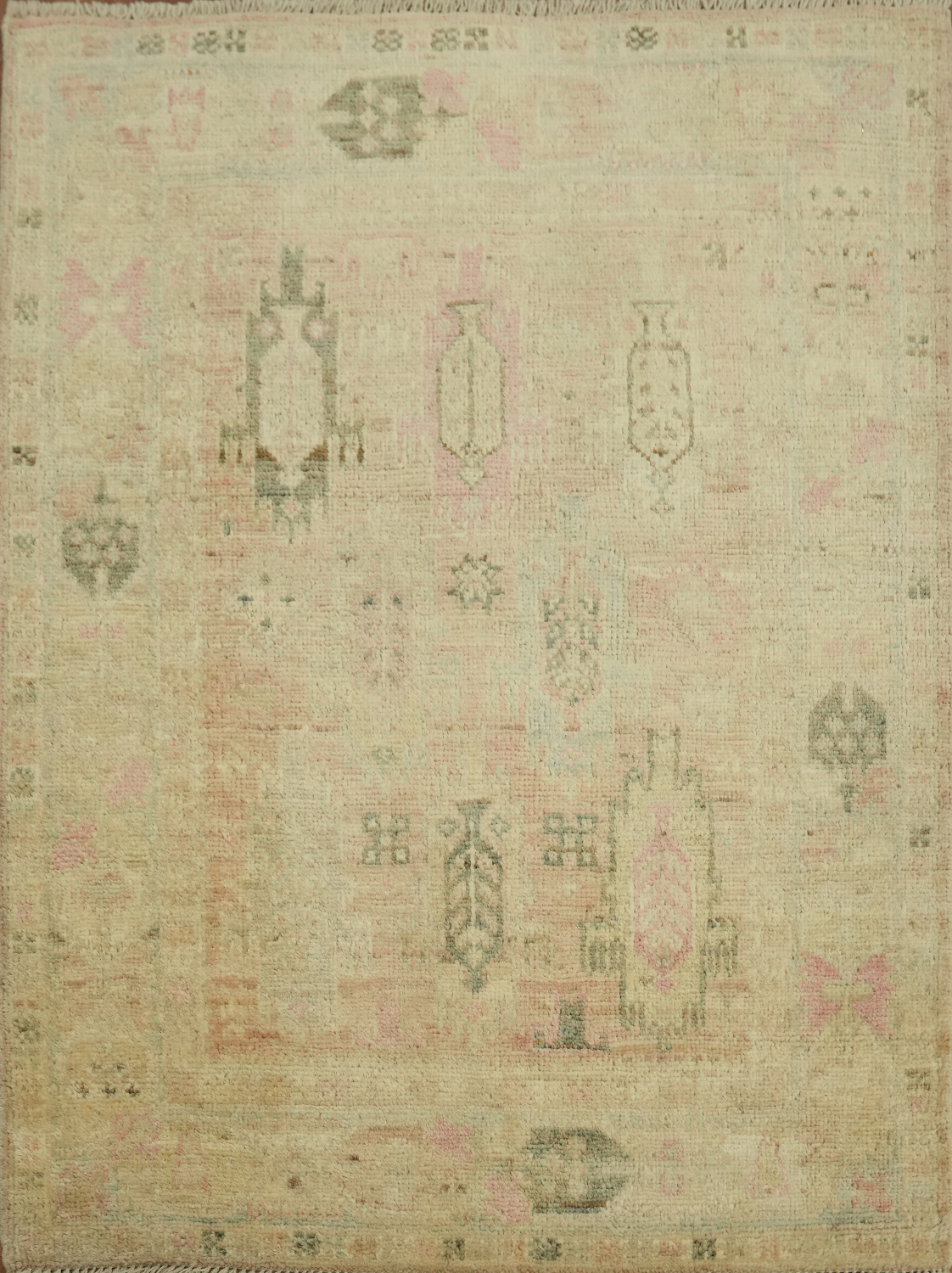 Turkish Oushak Vegetable Dye Area Rug 3x4