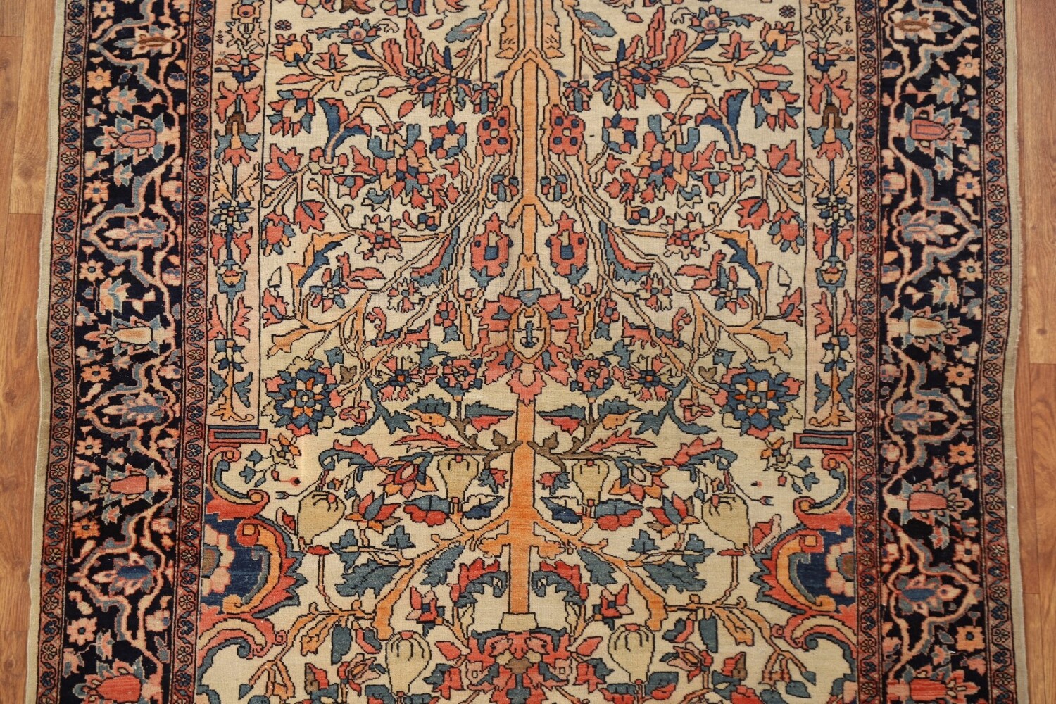 Antique Vegetable Dye Sarouk Farahan Persian Rug 4x6
