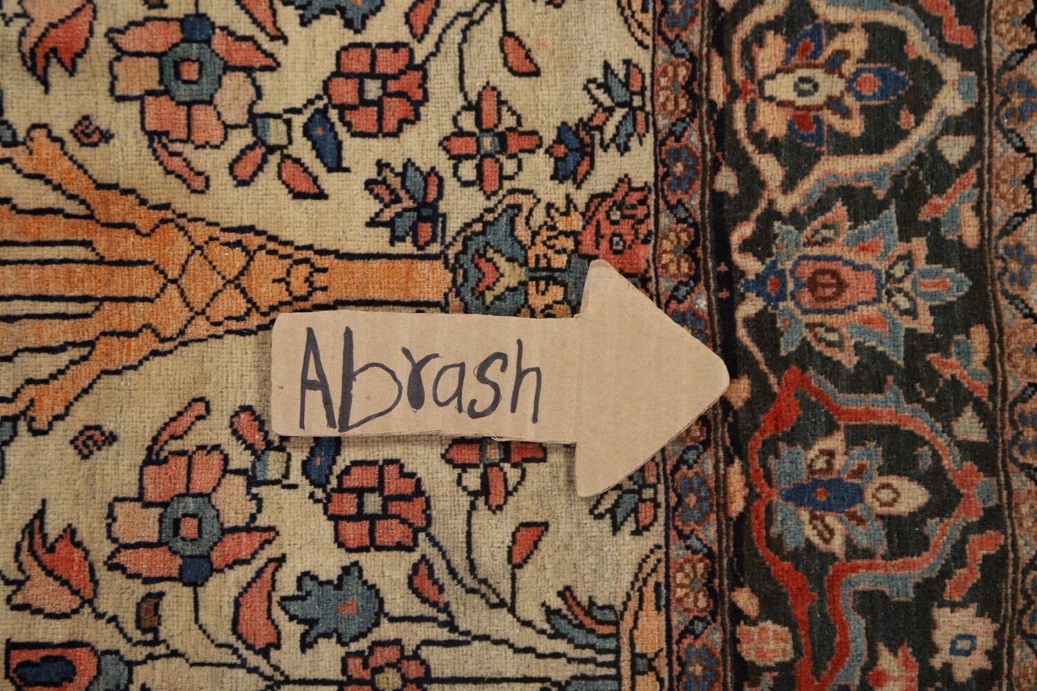 Antique Vegetable Dye Sarouk Farahan Persian Rug 4x6