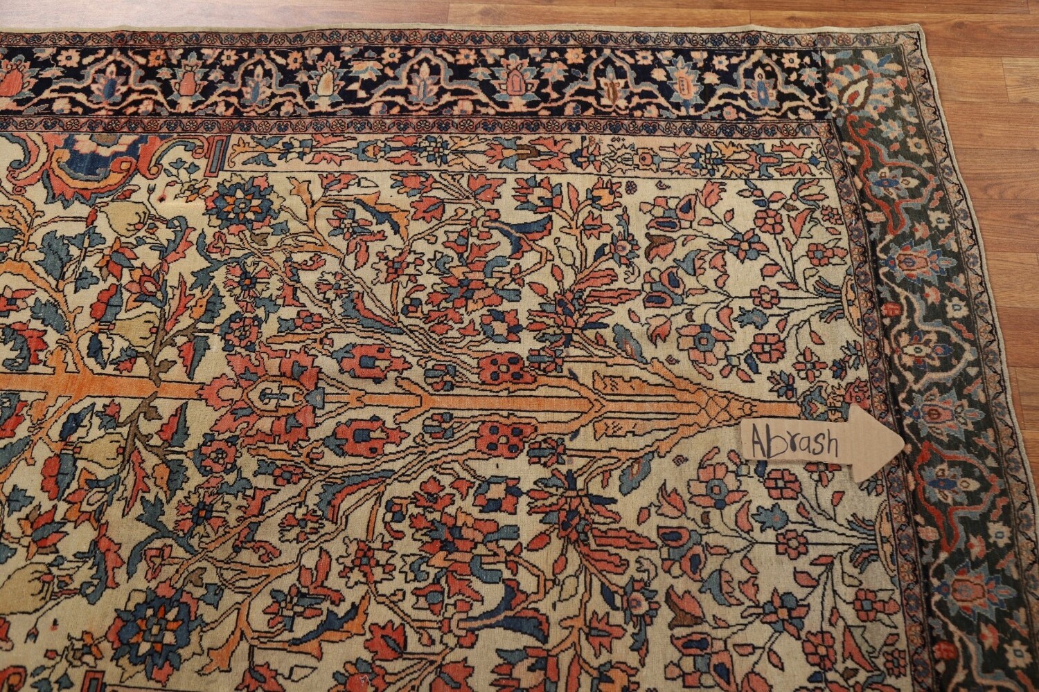 Antique Vegetable Dye Sarouk Farahan Persian Rug 4x6
