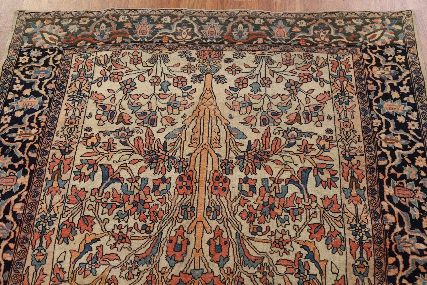 Antique Vegetable Dye Sarouk Farahan Persian Rug 4x6