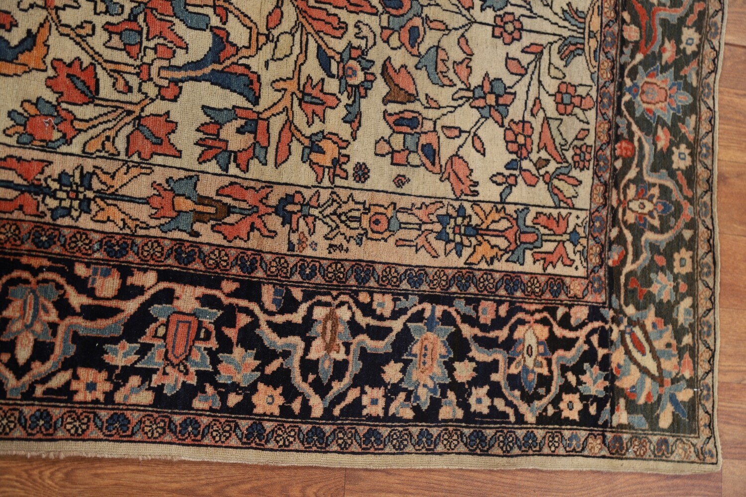 Antique Vegetable Dye Sarouk Farahan Persian Rug 4x6