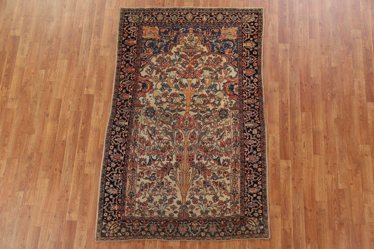 Antique Vegetable Dye Sarouk Farahan Persian Rug 4x6