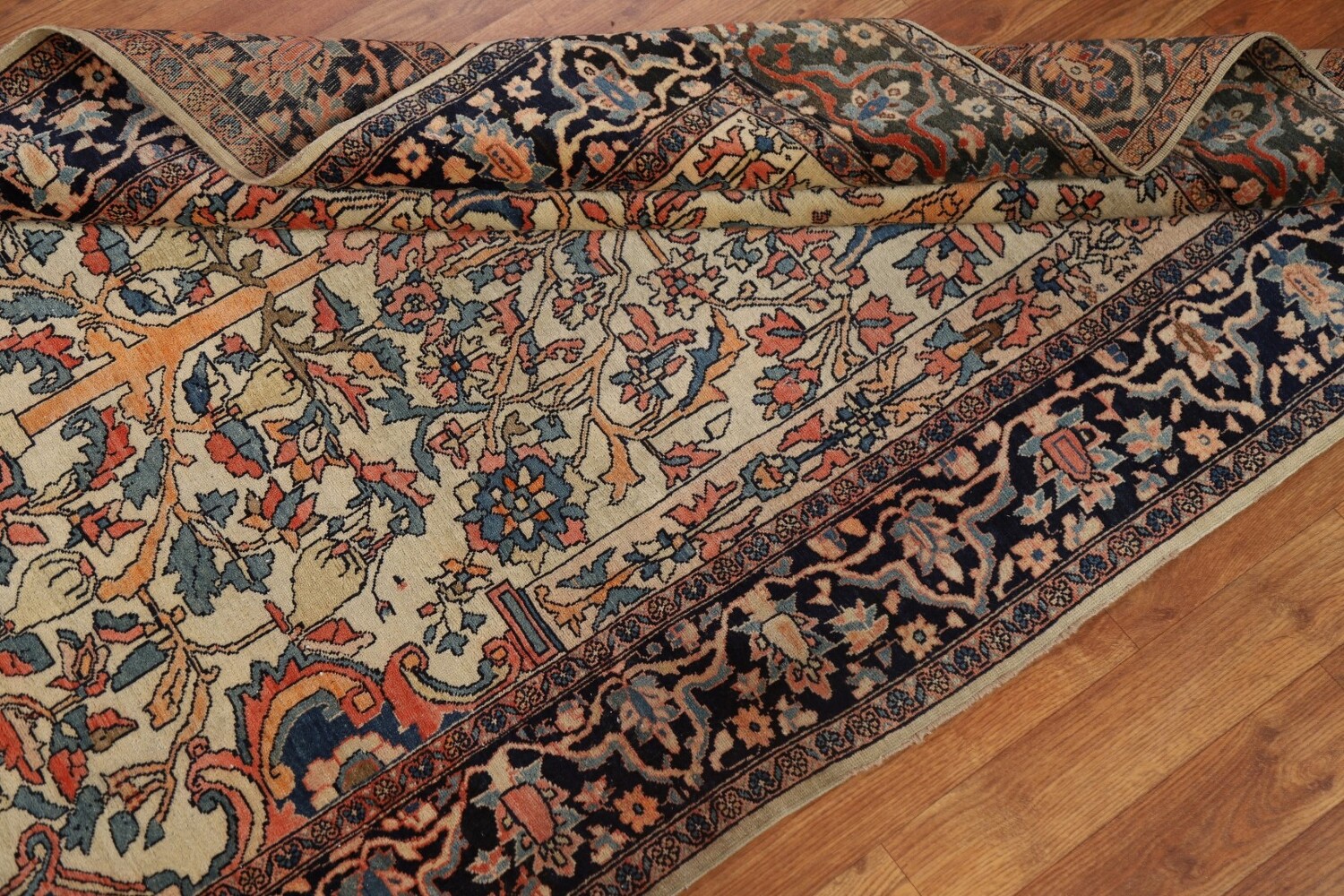 Antique Vegetable Dye Sarouk Farahan Persian Rug 4x6