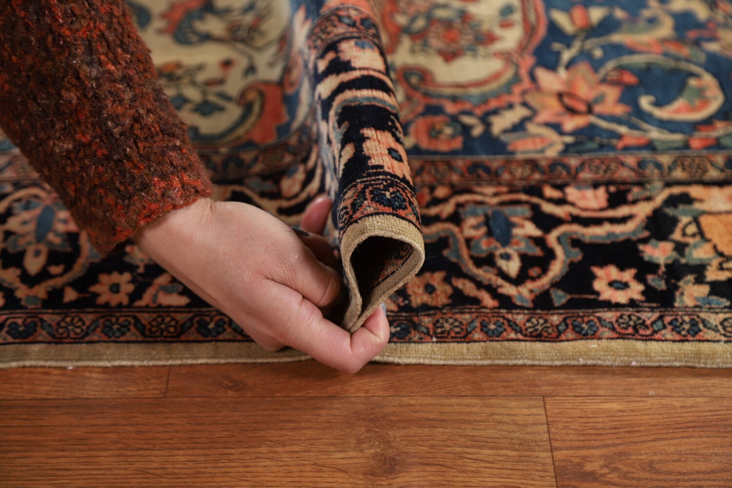 Antique Vegetable Dye Sarouk Farahan Persian Rug 4x6