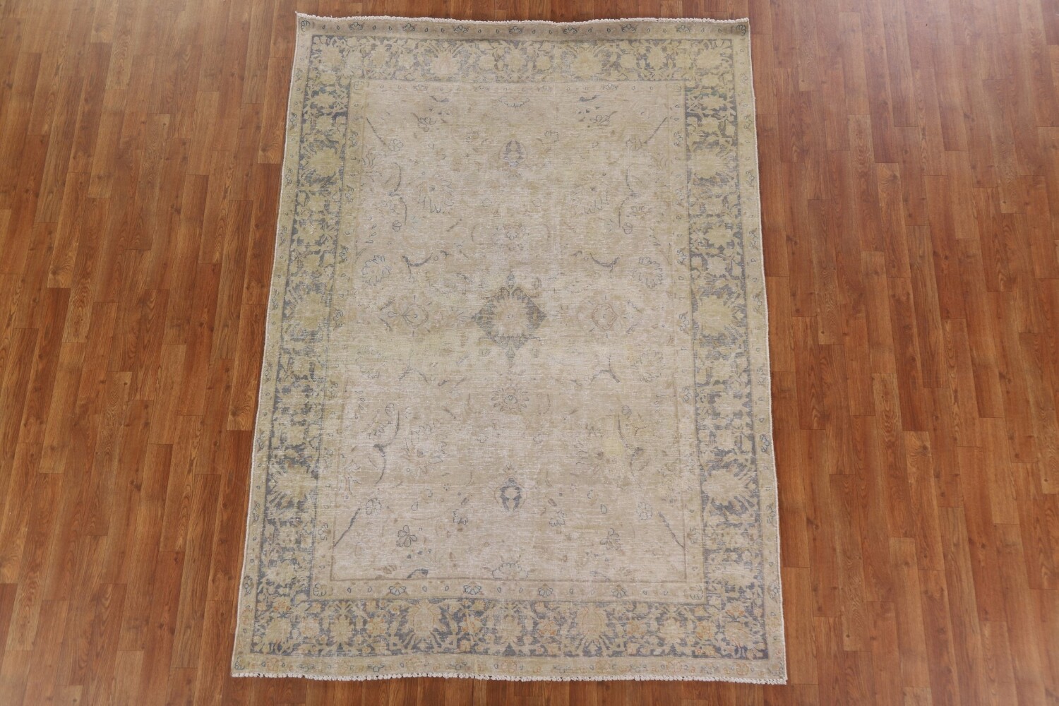 Antique Distressed Kerman Persian Area Rug 6x8