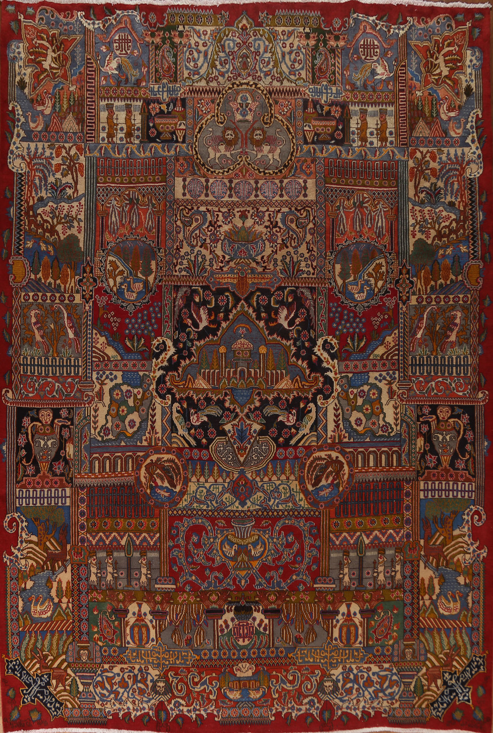 Animals Pictorial Kashmar Persian Area Rug 10x13
