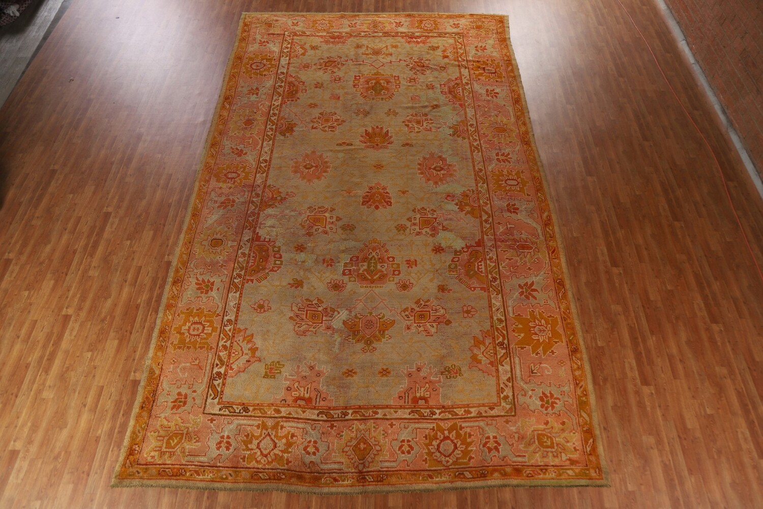 Pre-1900 Antique Vegetable Dye Oushak Turkish Rug 10x17