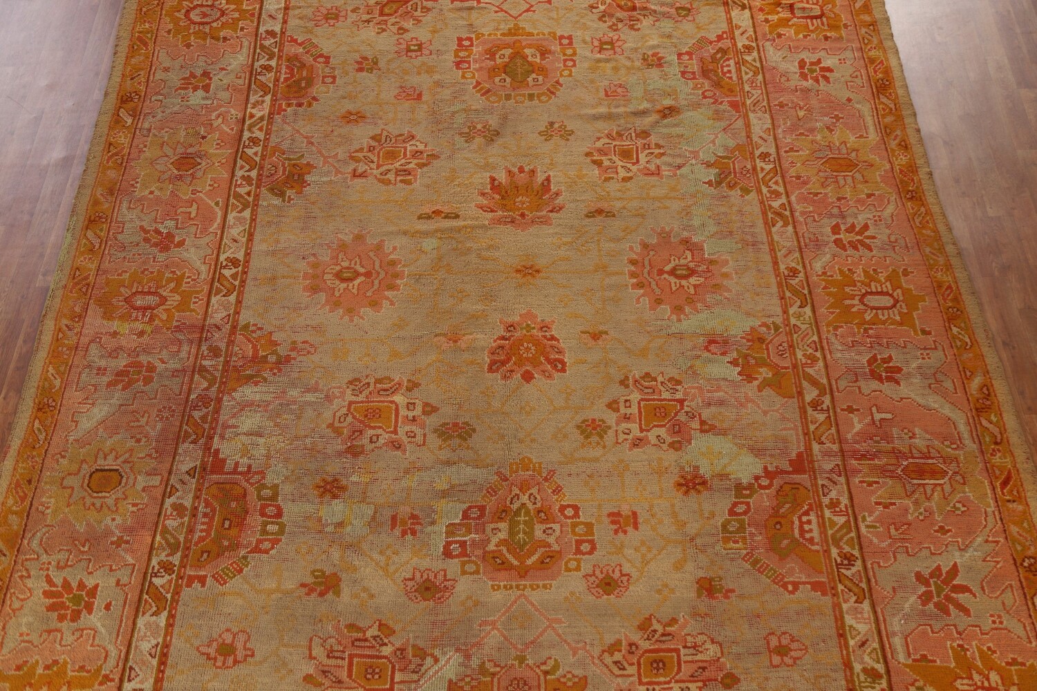 Pre-1900 Antique Vegetable Dye Oushak Turkish Rug 10x17