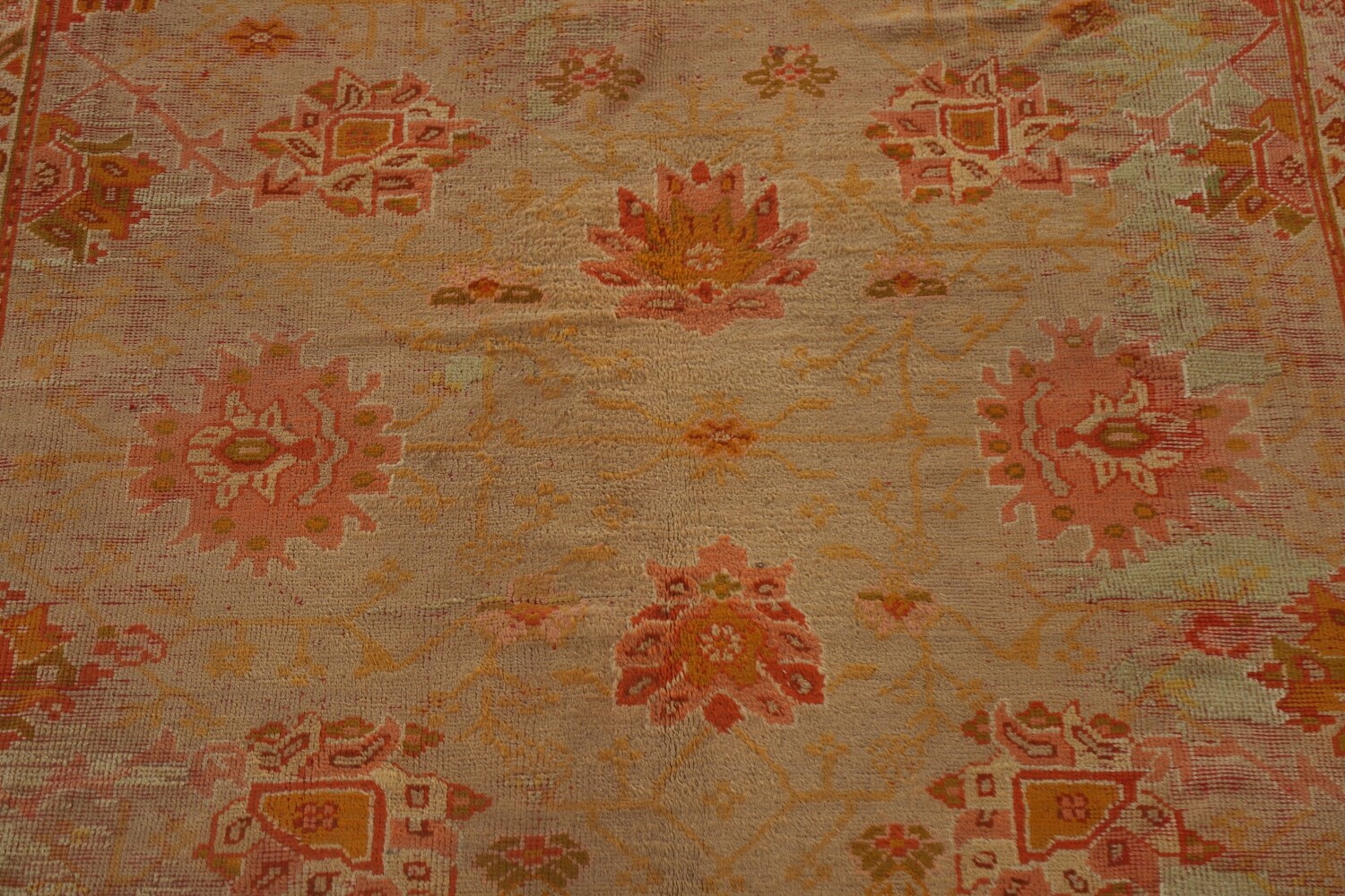Pre-1900 Antique Vegetable Dye Oushak Turkish Rug 10x17