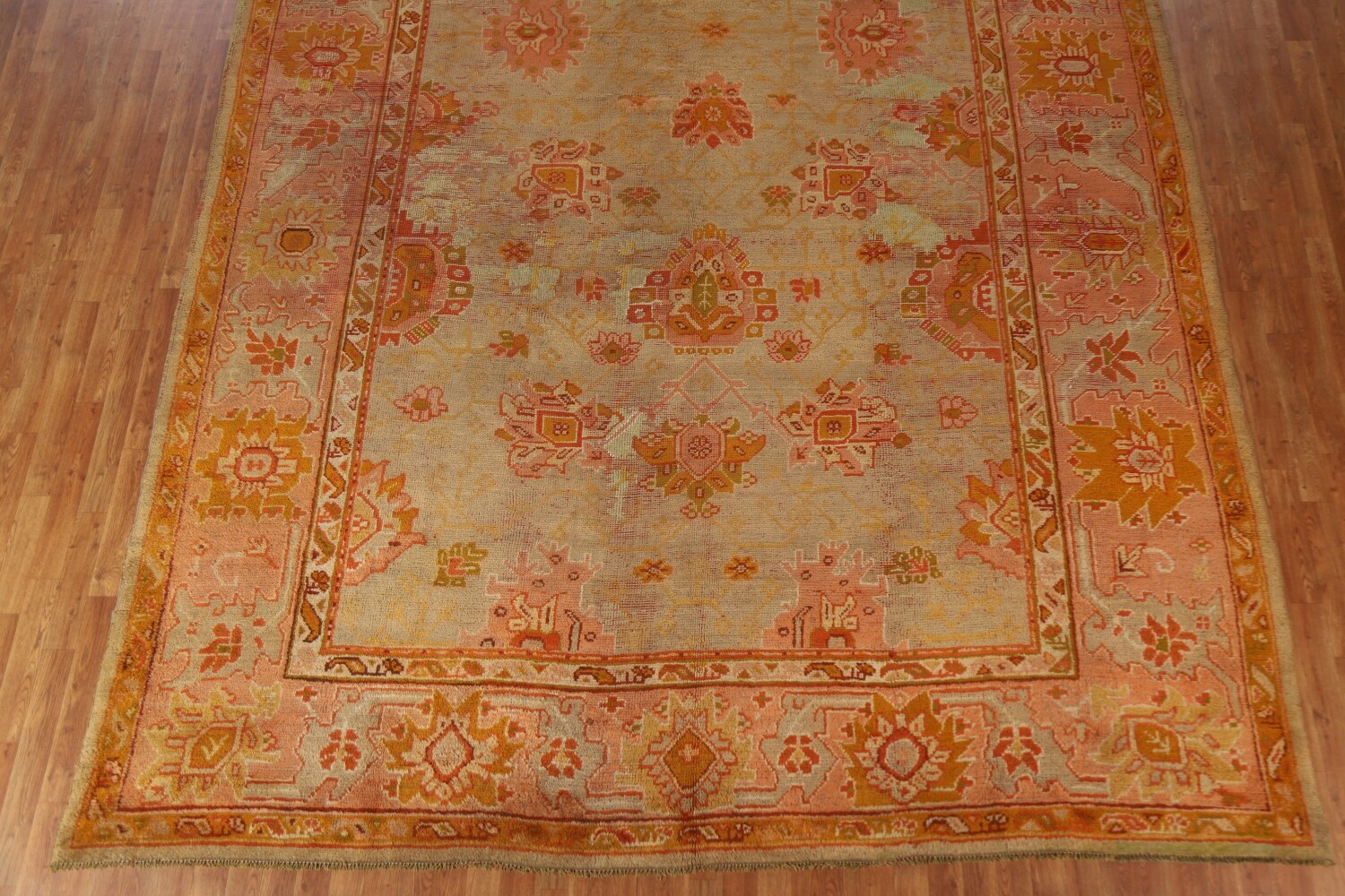 Pre-1900 Antique Vegetable Dye Oushak Turkish Rug 10x17