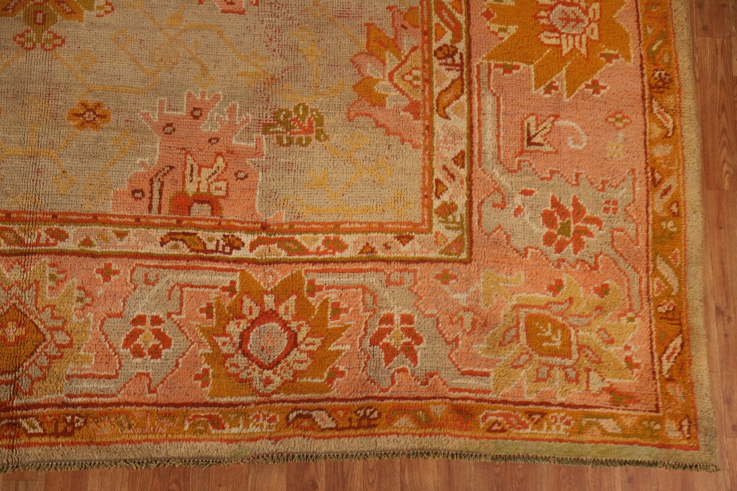 Pre-1900 Antique Vegetable Dye Oushak Turkish Rug 10x17