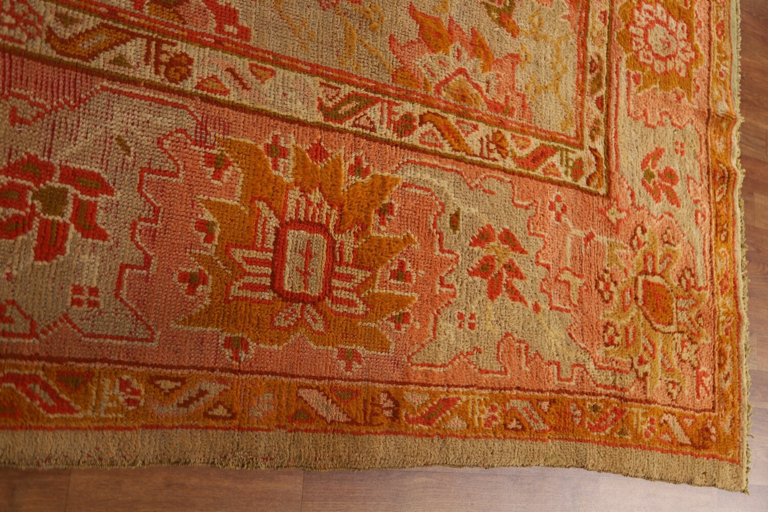 Pre-1900 Antique Vegetable Dye Oushak Turkish Rug 10x17